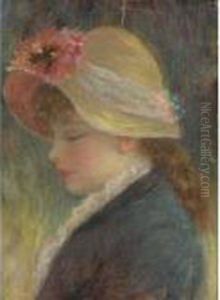 A Young Girl In A Flowered Hat by Pierre Auguste Renoir
