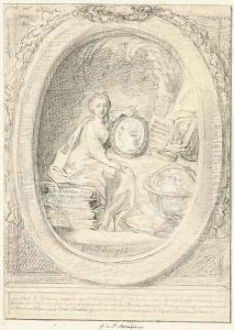 The Muse of History carrying a portrait of Monsieur Philippe for Spectacle de l'Histoire Romaine by Gabriel De Saint Aubin