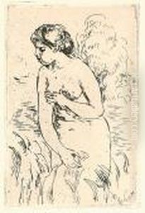 Baigneuse Debout, A Mi Jambes (delteil 23) by Pierre Auguste Renoir