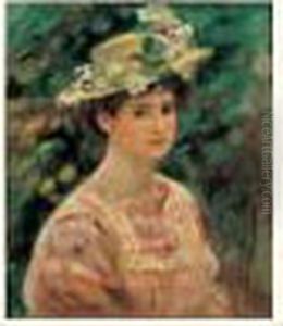 Julie Manet A La Robe Rose Et Au Chapeau A Fleurs De Pommier