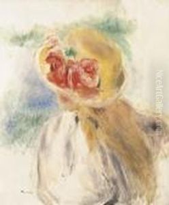 Jeune Fille Au Chapeau Fleuri by Pierre Auguste Renoir