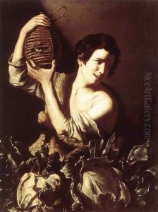 Boy with a Flask and Cabbages c. 1610 by Tommaso Salini (Mao)