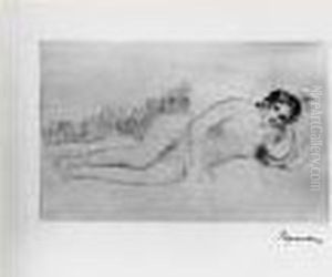 Femme Nue Couchee, Tournee A Droite. 1re Planche. Vers 1906. by Pierre Auguste Renoir
