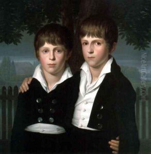 Doppelbildnis Paul Und Max Von Mila, Im Hintergrand Schloss Bellevue Doppelbildnis Paul Und Max Von Mila, Im Hintergrand Schloss Bellevue