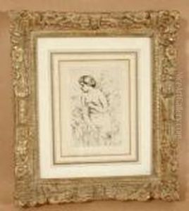 Le Chapeau Epingle, 3e Planche; Baigneuse Debout, A Mi-jambes(delteil 8; 23) by Pierre Auguste Renoir