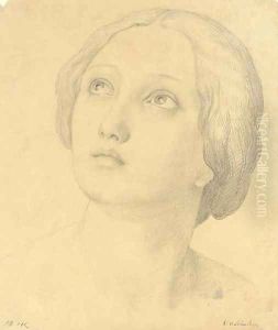 Head of a woman looking up