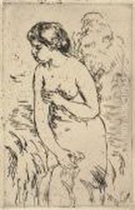 Baigneuse Debout, A Mi-jambes>. by Pierre Auguste Renoir