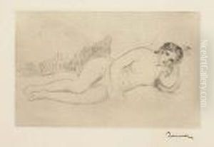 Femme Nue Couchee, Tournee A Droite (2e Planche)<</b> by Pierre Auguste Renoir