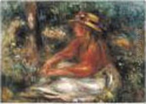 Jeune Fille Assise Sur L'herbe, Circa 1905 by Pierre Auguste Renoir