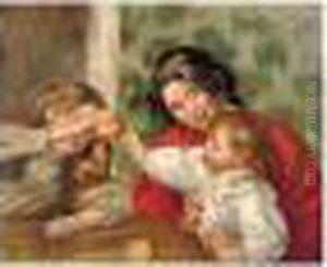 Gabrielle, Jean Et Une Petite Fille by Pierre Auguste Renoir