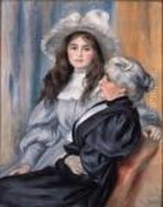 Berthe Morisot Et Sa Fille, Julie Manet by Pierre Auguste Renoir