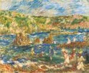 Enfants Sur La Plage Guernsey by Pierre Auguste Renoir