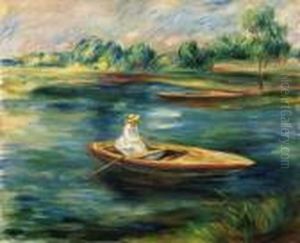 Jeune Femme Assise Dans Une Barque by Pierre Auguste Renoir