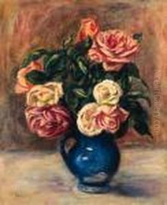 Roses Dans Un Vase Bleu Roses Dans Un Vase Bleu