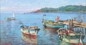 Barche Alla Banchina by Renuccio Renucci