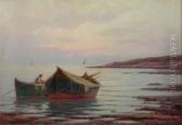 Pescatore In Rada Con Barche - view 1