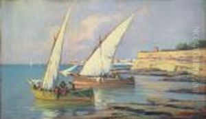 Barche Con Pescatori by Renuccio Renucci
