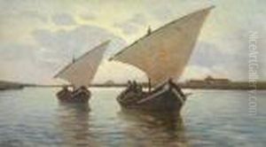 Barche Nel Canale Navicelli by Renuccio Renucci
