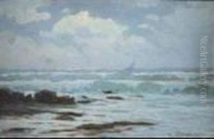 Mareggiata Con Barca A Vela by Renuccio Renucci