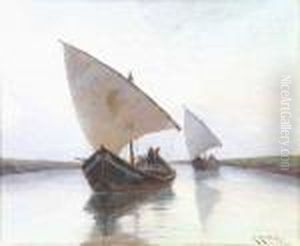 Barche Sulfiume by Renuccio Renucci
