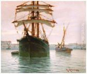 Velieri Nel Porto Di Livorno 1942 by Renuccio Renucci
