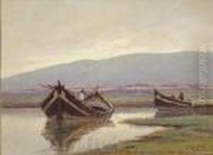 Barche Sul Fiume by Renuccio Renucci