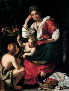 Madonna and Child with the Young St John c. 1620 by Bernardo Strozzi