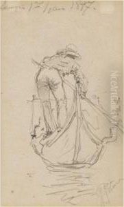 Two Sketches Of Gondoliers