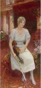 Portrait Of The Violinist Cecile Hansen by Repin Iliya