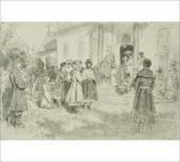 Gathering At The Church - view 1