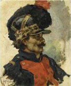 Portrait Of A French Dragoon by Repin Iliya
