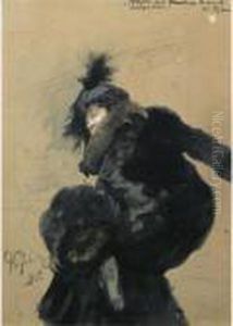 Woman In A Fur Coat Said To Be The Artist's Wife, Natalia Nordman by Repin Iliya