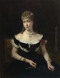Portrait Of A Lady, Probably Madame Frankenstein. 1875. by Repin Iliya