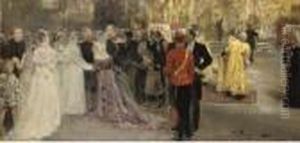 The Congratulation Of The Newly-weds After The Wedding by Repin Iliya