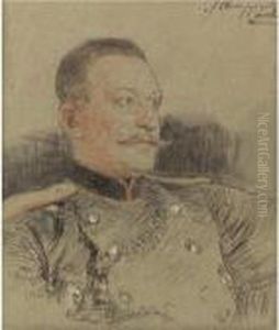 Portrait Of Officer Svertrojinsky by Repin Iliya