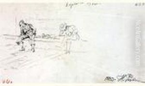 Cordoba Embankment, A Sketch Of Two Homeless Men Dozing