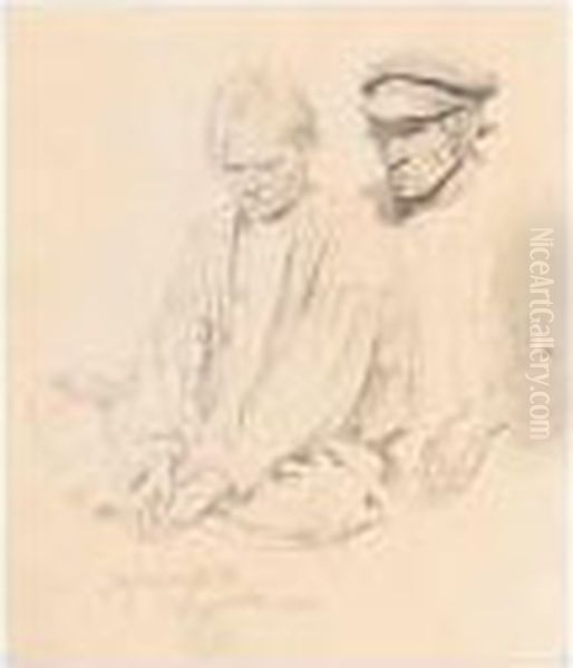 Study Of Peasant Boy And Man; Reverse With A Study Of Two Hands - view 1