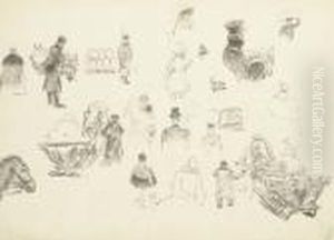 Studies Of Figures On The Nevskii Prospect In St. Petersburg by Repin Iliya