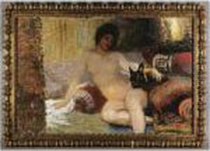 Seated Nude With Her Lapdog by Repin Iliya
