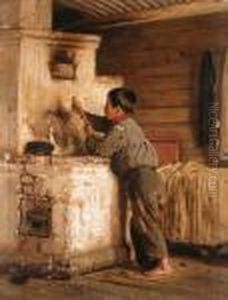 A Boy Playing The Balalaika by Repin Iliya