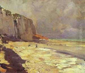 Beach At Dieppe Study 1890s by Bernardo Strozzi