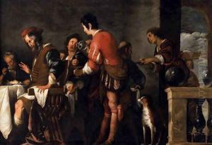 Banquet at the House of Simon (detail) 2 by Bernardo Strozzi