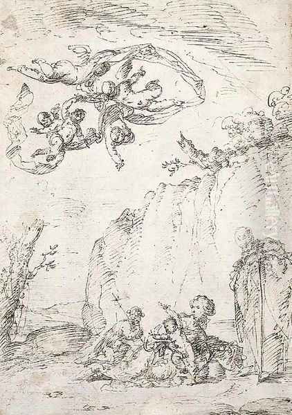 The Holy Family with the Infant Baptist, putti with banners above - view 1