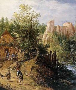 Mountain Valley With Inn And Castle (detail) 1593