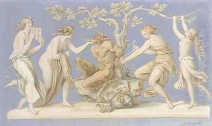 Four nymphs tying Pan to a tree by Moritz Ludwig von Schwind