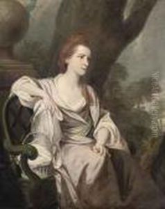Portrait Of A Lady,
Traditionally Identified As Elizabeth Osborne,countess Of Carysfort (d.
1783), Three-quarter-length, Seated In Apink Dress, In A Landscape by Sir Joshua Reynolds
