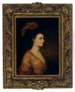 Portrait Of A Lady Wearing An Elegant Head Piece