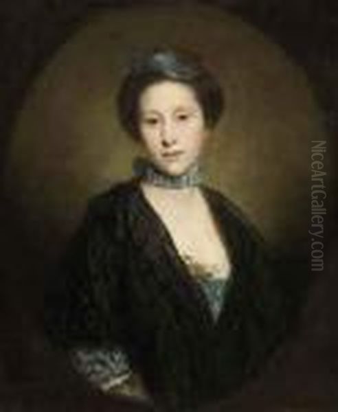Portrait Of The Hon. Elizabeth
Louisa St. John, Lady Bagot,half-length, In A Blue Dress With Lace Trim
And A Black Wrap, In Afeigned Oval - view 1
