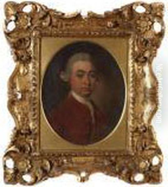 A Portrait Of A Gentleman In A Red Tunic,shoulder-length - view 1