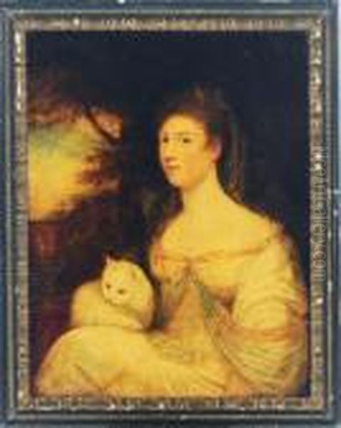Portrait Of Mrs Mary Nesbitt, Holding A Cat - view 1
